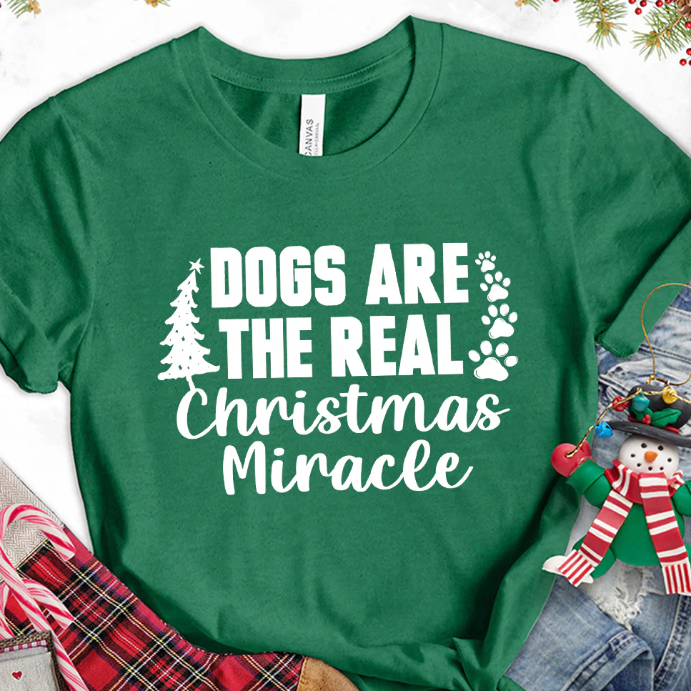 Dogs Are The Real Christmas Miracle T-Shirt - Aitapkir