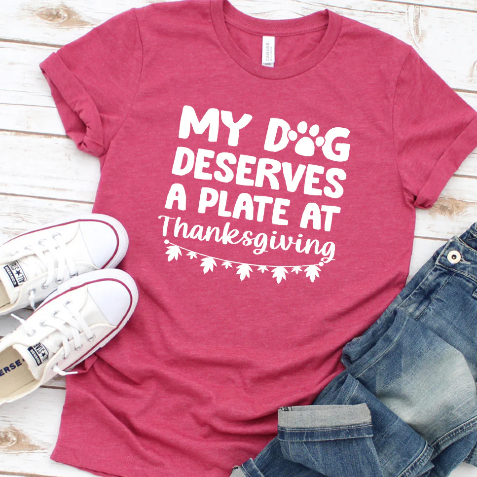 My Dog Deserves a Plate at Thanksgiving Version 1 T-Shirt - Aitapkir